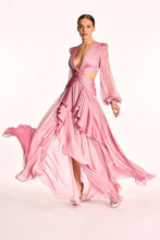 Load image into Gallery viewer, Deep V-Neck Long Sleeve Chiffon Evening Party Dress