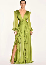 Load image into Gallery viewer, Deep V-Neck Long Sleeve Chiffon Evening Party Dress