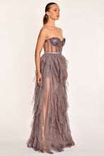 Load image into Gallery viewer, Strapless Pleated Tulle Evening Dress