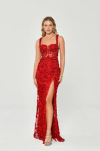 Load image into Gallery viewer, Embroidered Lace Strapy Evening Gown