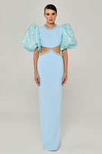 Load image into Gallery viewer, Baloon Sleeve Pearl-Embroidered Open Back Evening Gown