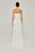Load image into Gallery viewer, Embellished Halter Neck Lace Bridal Gown with High Slit
