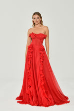 Load image into Gallery viewer, Strapless Chiffon Evening Dress