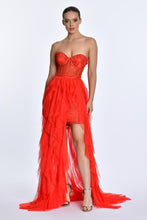 Load image into Gallery viewer, Strapless Pleated Tulle Evening Dress