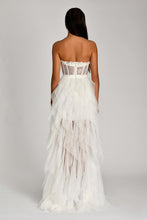Load image into Gallery viewer, Strapless Pleated Tulle Evening Dress