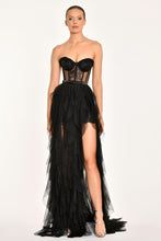 Load image into Gallery viewer, Strapless Pleated Tulle Evening Dress