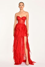 Load image into Gallery viewer, Strapless Pleated Tulle Evening Dress
