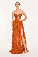 Load image into Gallery viewer, Strapless Pleated Tulle Evening Dress
