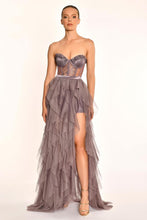 Load image into Gallery viewer, Strapless Pleated Tulle Evening Dress