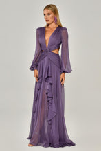 Load image into Gallery viewer, Deep V-Neck Long Sleeve Chiffon Evening Party Dress