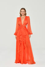 Load image into Gallery viewer, Deep V-Neck Long Sleeve Chiffon Evening Party Dress