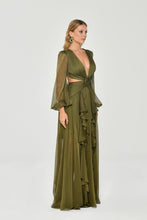 Load image into Gallery viewer, Deep V-Neck Long Sleeve Chiffon Evening Party Dress