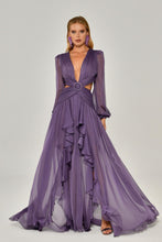 Load image into Gallery viewer, Deep V-Neck Long Sleeve Chiffon Evening Party Dress
