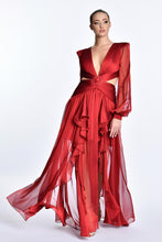 Load image into Gallery viewer, Deep V-Neck Long Sleeve Chiffon Evening Party Dress