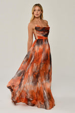 Load image into Gallery viewer, Bateau Neckline Printed Tulle Evening Gown
