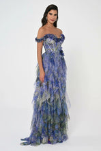 Load image into Gallery viewer, Low Ruffle Off-Shoulder Corset Waist Layered Tulle Evening Gown
