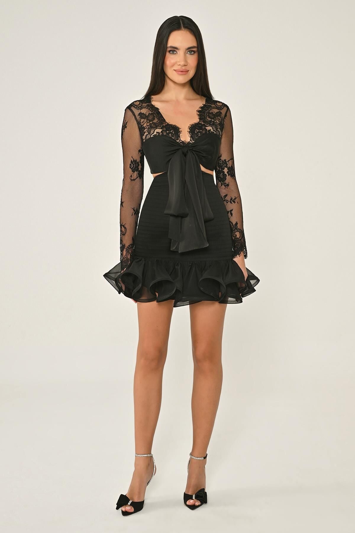 Lace Bow Mini Dress