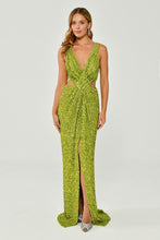 Load image into Gallery viewer, Thick Straps V-Neck Deep Slit Sequin Long Evening Dress
