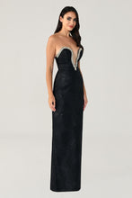 Load image into Gallery viewer, Strapless Stone-Embellished Heart Bust Jacquard Long Evening Dress
