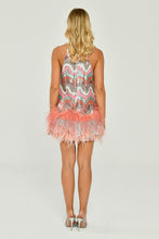 Load image into Gallery viewer, Feather Trim Halter Neck Sequin Short Party Dress
