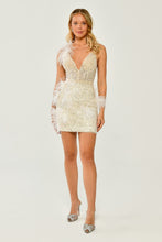 Load image into Gallery viewer, V-Neck Back Lace Strap Sequined Short Party Dress with Fringe Detail
