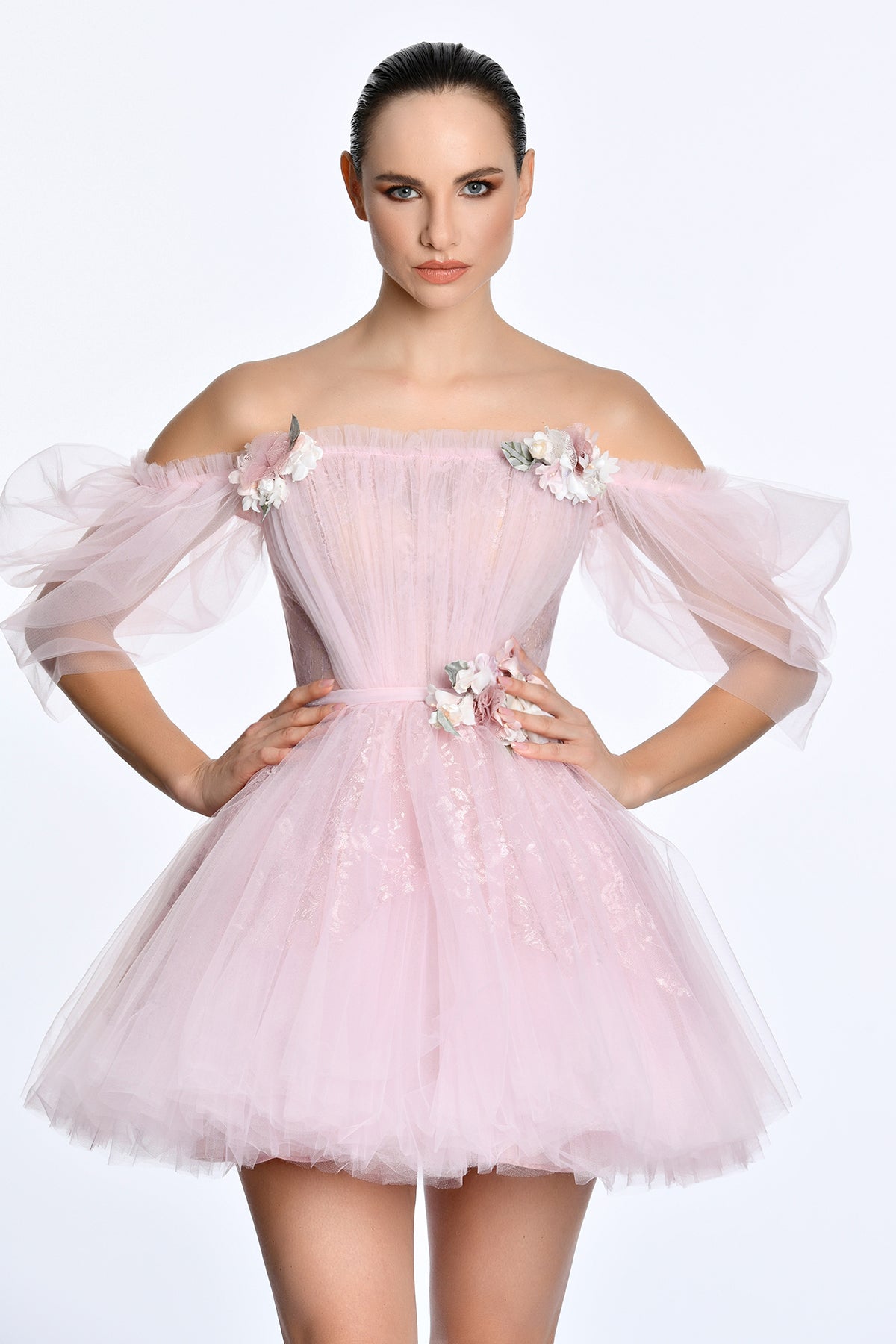 Blush Fleur Tulle Mini Dress