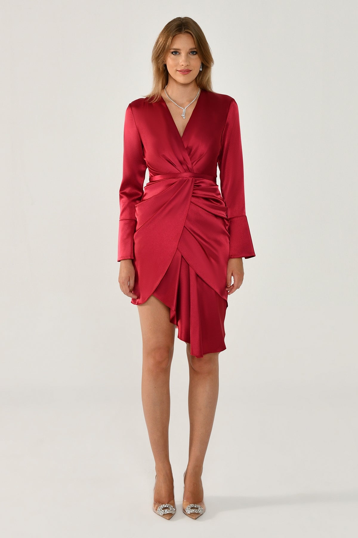 Ruby Allure Satin Wrap Dress