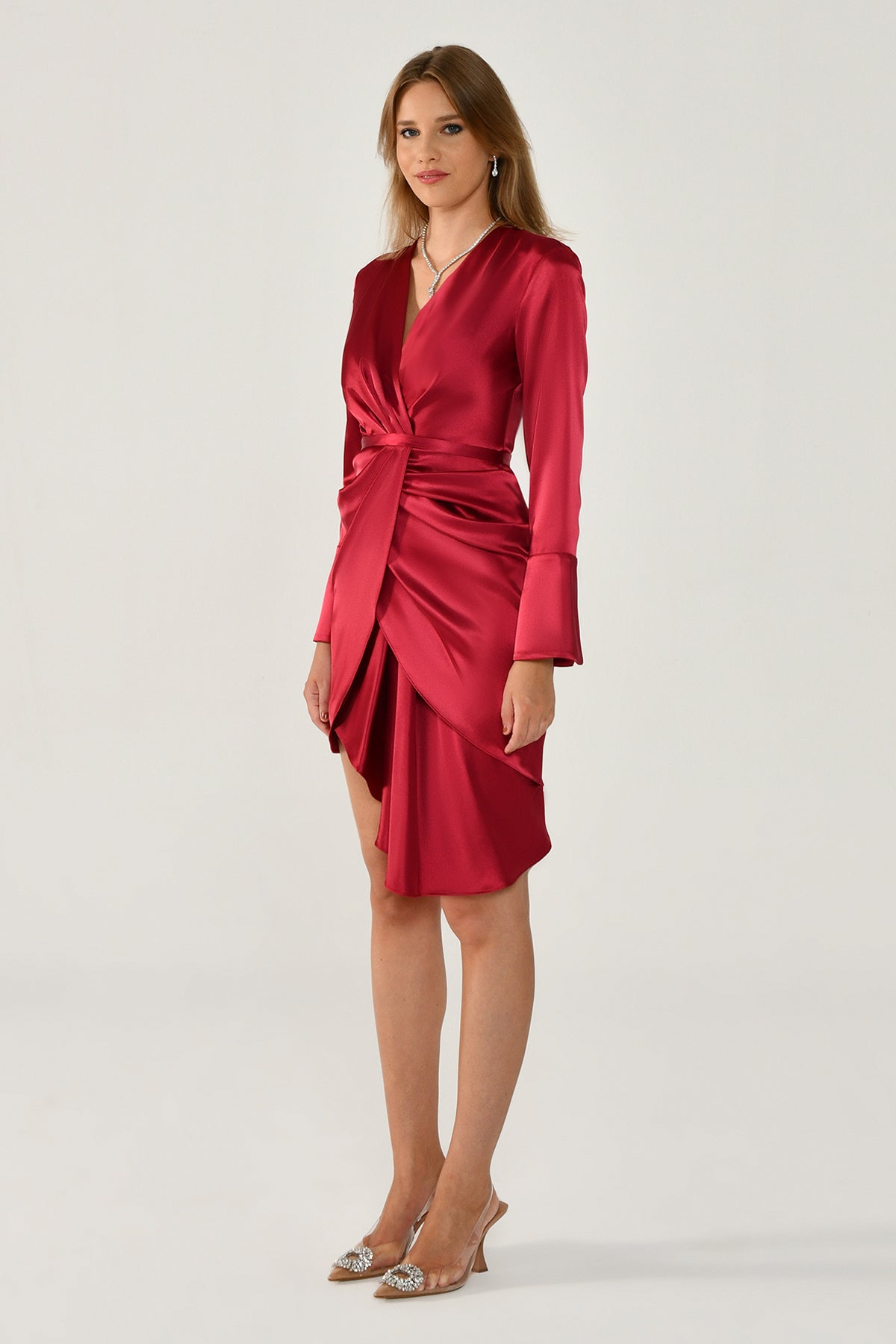 Ruby Allure Satin Wrap Dress