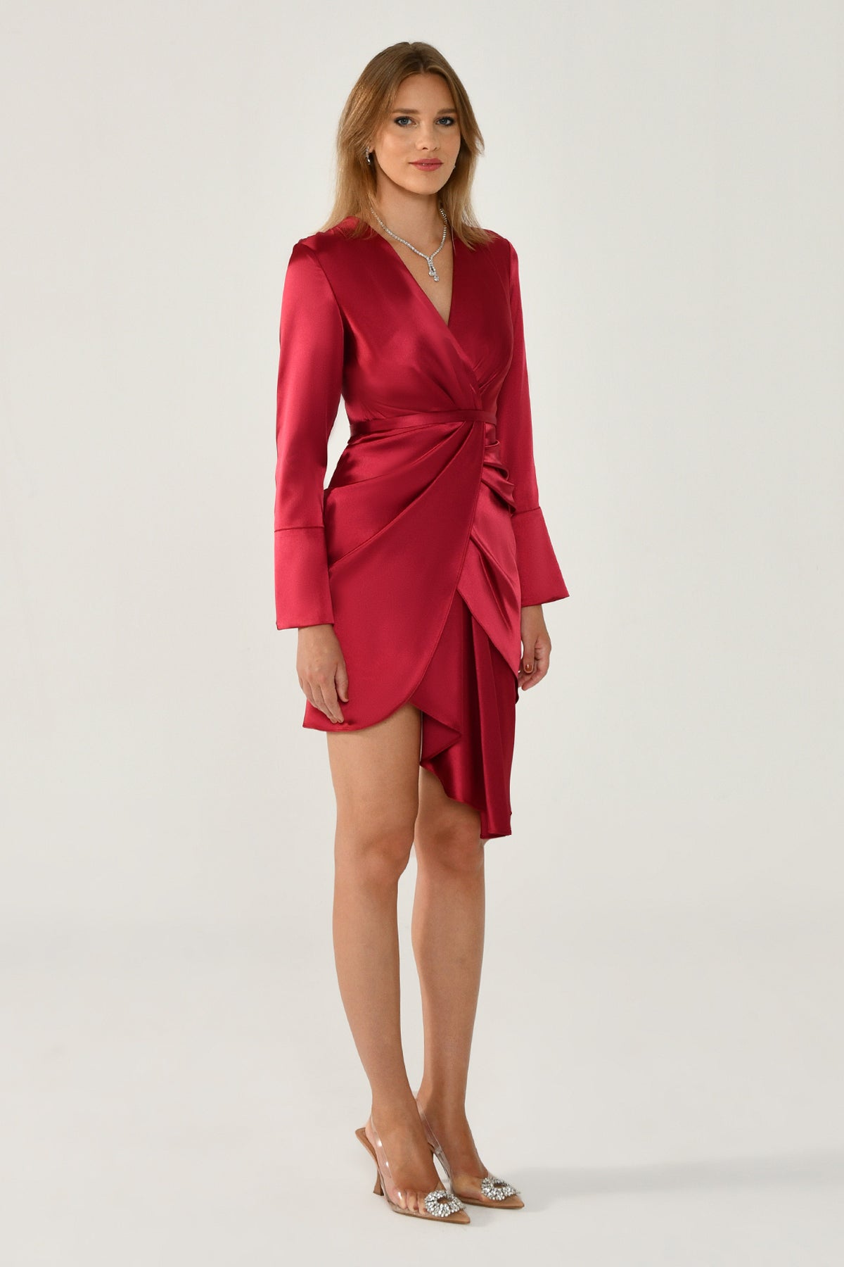 Ruby Allure Satin Wrap Dress