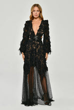 Load image into Gallery viewer, Long Sleeve Embroidered Tulle Evening Dress
