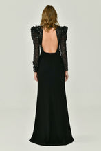 Load image into Gallery viewer, Long Sleeve Deep V-Neck Front Slit Maxi Evening Gown
