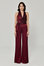 Load image into Gallery viewer, Satin Jumpsuit with Waist Tie and Wide-Leg
