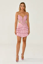 Load image into Gallery viewer, Strapless Beaded Tassel Embellished Shiny Short Party Dress
