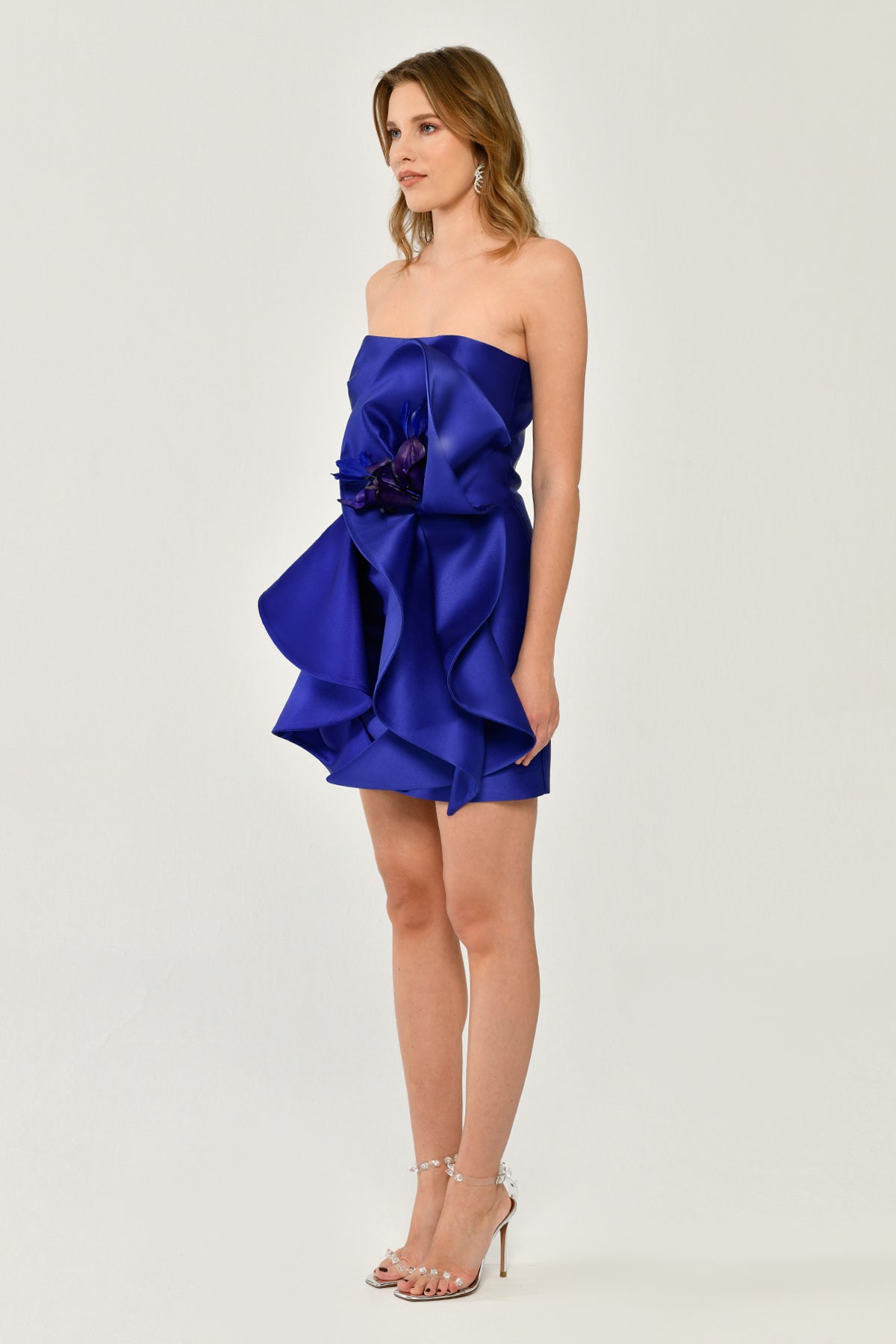 Cobalt Bloom Couture Mini Dress