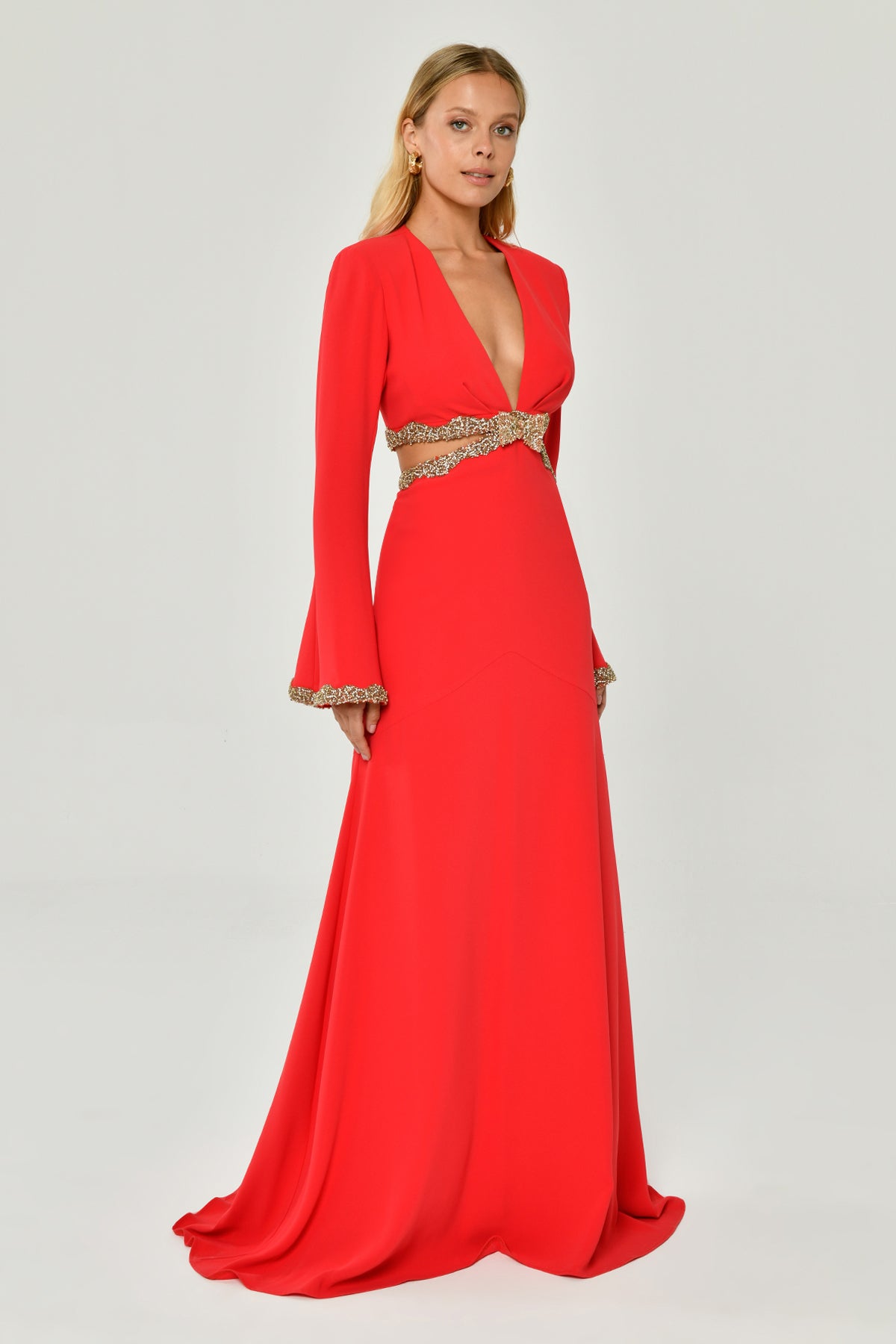 Scarlet Eclipse Embellished Gown