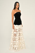 Load image into Gallery viewer, Midnight &amp; Ivory Illusion Strapless Gown

