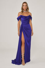 Load image into Gallery viewer, Low Shoulder Deep Slit Evening Dress
