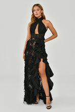 Load image into Gallery viewer, Halter Neck Long Evening Dress with Ruffles

