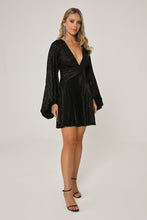 Load image into Gallery viewer, Deep V-Neck Pleated Shiny Short Party Dress

