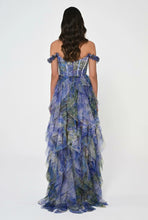 Load image into Gallery viewer, Low Ruffle Off-Shoulder Corset Waist Layered Tulle Evening Gown
