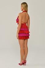 Load image into Gallery viewer, Halter Neck Layered Pleated Silk Taffeta Short Party Dress
