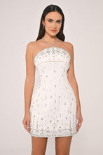 Load image into Gallery viewer, Crystal Embellished Strapless Crepe Mini Dres
