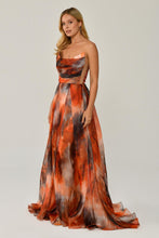 Load image into Gallery viewer, Bateau Neckline Printed Tulle Evening Gown
