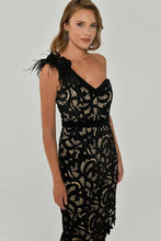 Load image into Gallery viewer, Asymmetric Lace One-Shoulde Midi Evening Cocktail Dress
