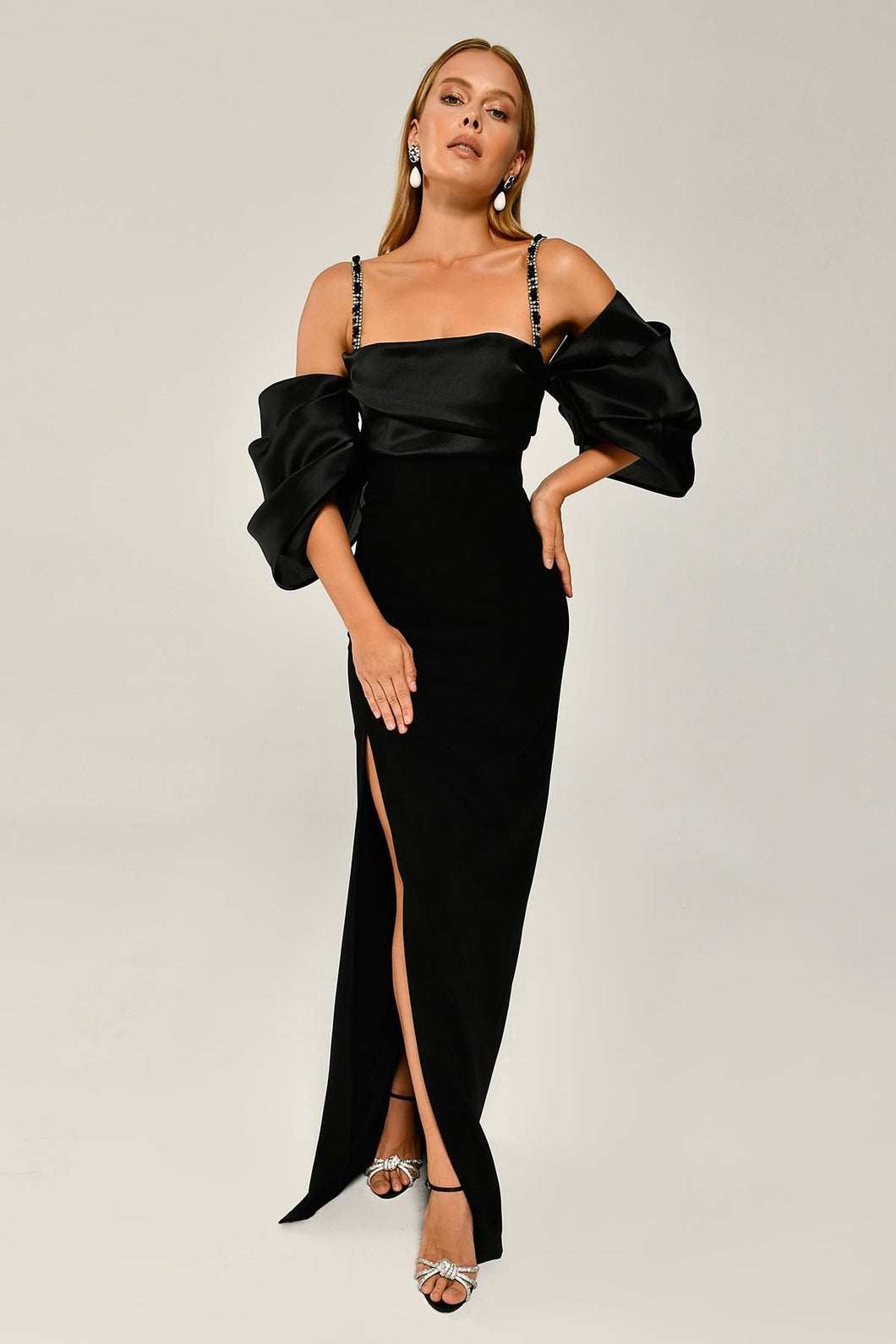 Balloon Sleeves Evening Gown