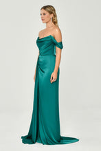 Load image into Gallery viewer, Low Shoulder Deep Slit Evening Dress
