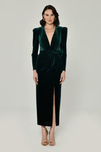 Load image into Gallery viewer, Deep V-Neck Long Sleeves Velvet Long Cocktail Dress
