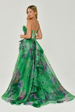 Load image into Gallery viewer, Strapless Patterned Tulle Long Evening Gown
