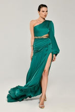 Load image into Gallery viewer, One-Sleeve Long Evening Dress with Waist Chain and Deep Slits
