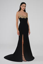 Load image into Gallery viewer, One-Shoulder Crepe Gown with Embellished Neckline
